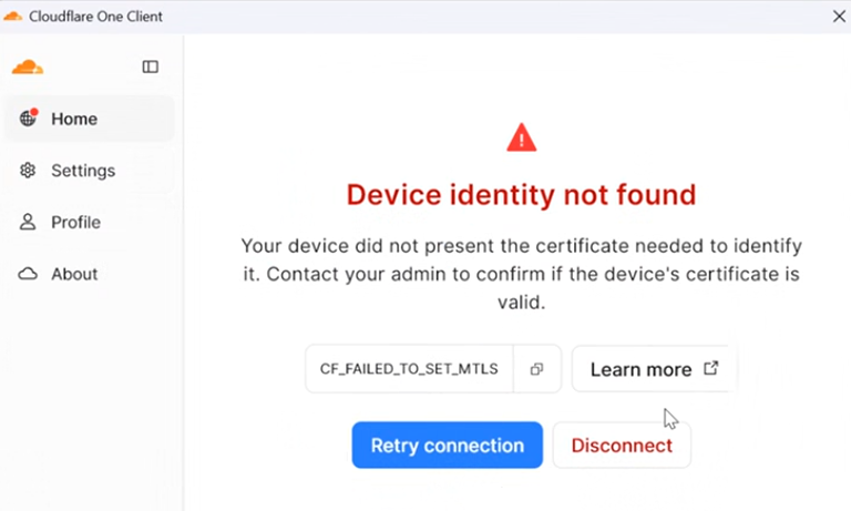 Cloudflare WARP CF_FAILED_TO_SET_MTLS error